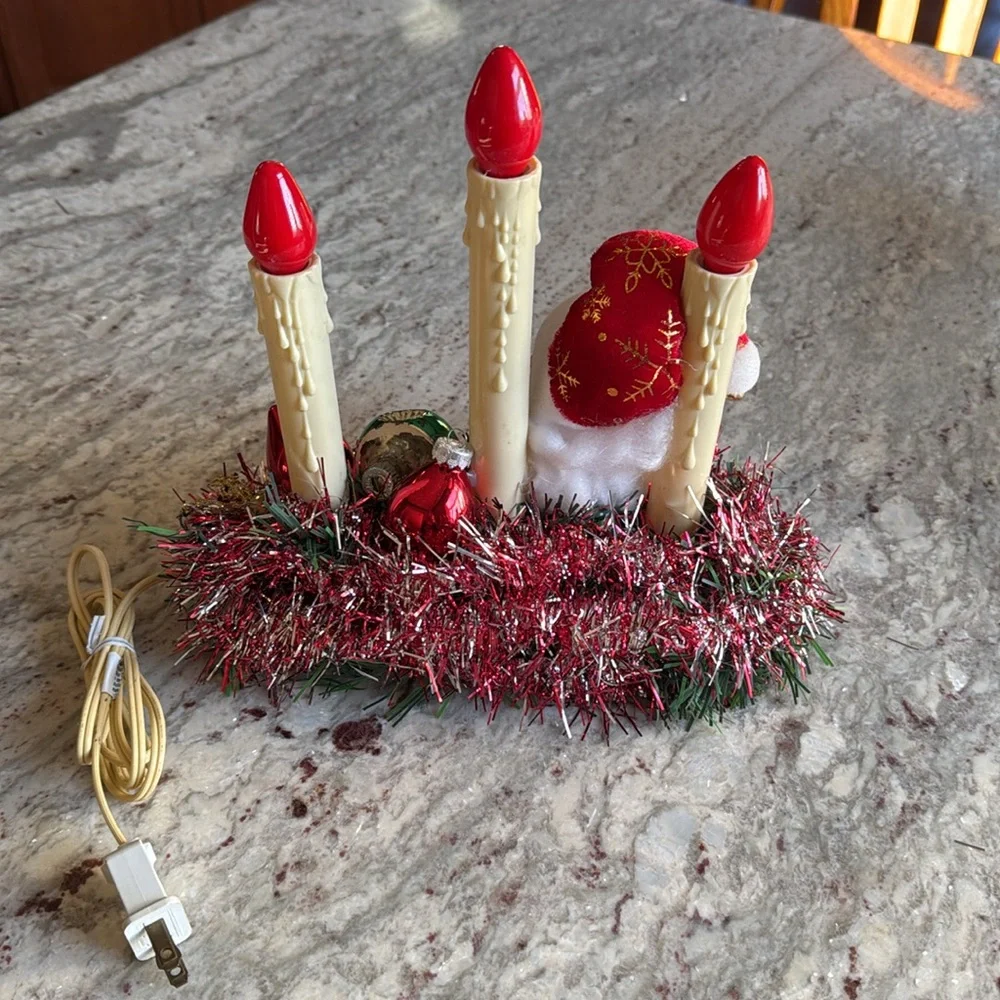 Vintage Santa Decorated Christmas Candle